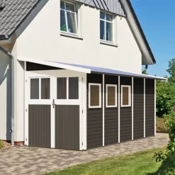 Abri Adossé En Bois Vitrifié Gris 8m² Wandlitz 5 - Karibu