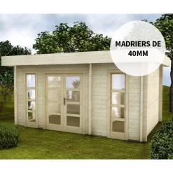 Abri Cloisonné Bois Massif 15m² MODERNE - Madriers 40mm Gardy Shelter