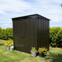 Abri De Jardin 2,55m² Monopente En Acier Galvanisé Noir Avec Toit Skylight Spacemaker