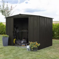 Abri De Jardin 4,58m² Toit Double Pente En Acier Galvanisé Noir Onyx Spacemaker