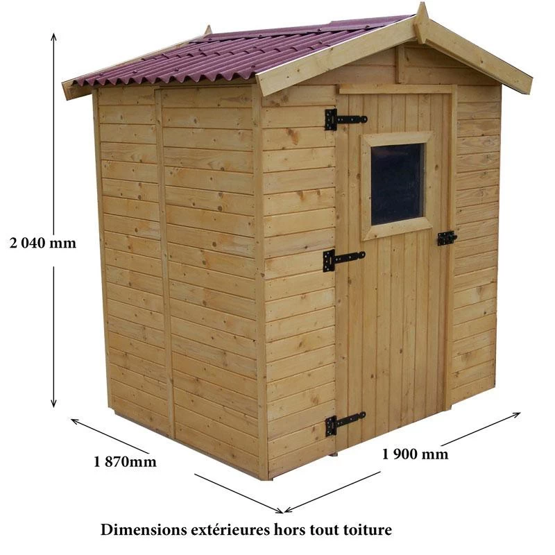 Abri De Jardin En Bois 2,56m² - Panneaux 16mm + Plancher – Image 5