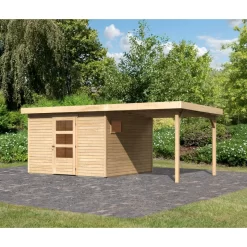 Abri De Jardin En Bois 9,24m² Freiburg 6 Avec Appentis De 2,40 M - Karibu