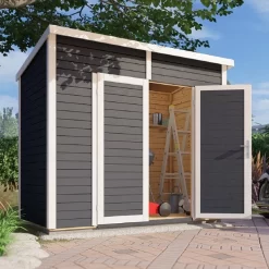 Abri De Jardin En Bois Anthracite 3,49m² Skur 2 + Plancher – Baltic