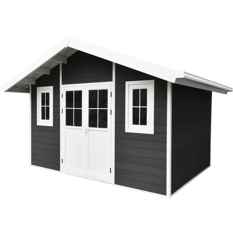 Abri De Jardin En Bois Composite 28mm Anthracite 10,71m² PREMIUM - Woodlife Garden