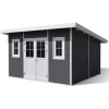 Abri De Jardin En Bois Composite 28mm Anthracite 14,90m² PREMIUM Toit Plat - Woodlife Garden