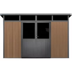 Abri De Jardin En Bois Composite 28mm Aspect Bois 8,09m² WINSTON Skylight - Woodlife Garden