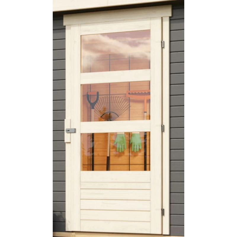 Abri De Jardin En Bois Gris Terre 6,55m² Avec Appentis De 2,80 M Freiburg 4 - Karibu – Image 6