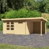 Abri De Jardin En Bois Massif 11,49m² Bastrup 8 Avec Appentis 200cm Et Paroi Arrière – Karibu