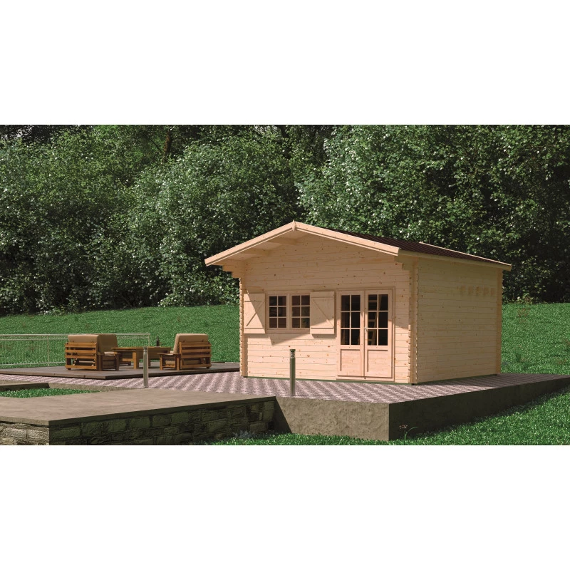 Abri De Jardin En Bois Massif 44mm - 19,2m² Jasmin + Mezzanine 8,68m² – Forest Style – Image 5