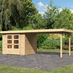 Abri De Jardin En Bois Massif 5,25m² Askola 3 Avec Appentis 280cm – Karibu