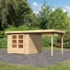 Abri De Jardin En Bois Massif 5,95m² Askola 3,5 Avec Appentis 240cm – Karibu