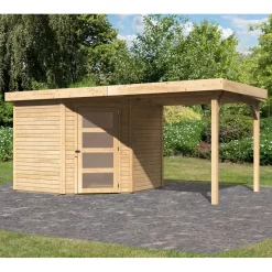 Abri De Jardin En Bois Massif 5,95m² Schwandorf 5 Avec Appentis 240cm – Karibu