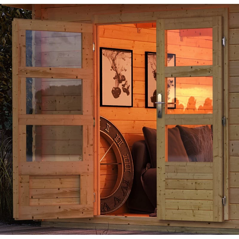 Abri De Jardin En Bois Massif 7,04m² Bastrup 3 Avec Appentis 300cm Et Paroi Arrière – Karibu – Image 5