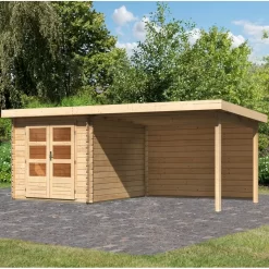 Abri De Jardin En Bois Massif 7,04m² Bastrup 4 Avec Appentis 300cm Et Paroi Arrière – Karibu