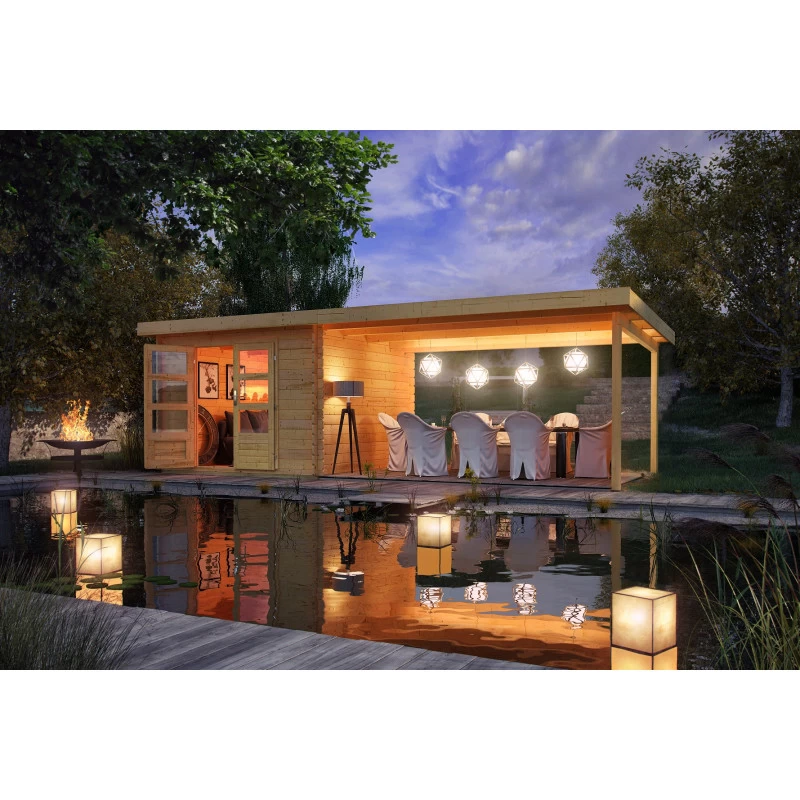 Abri De Jardin En Bois Massif 8,82m² Bastrup 5 Avec Appentis 400cm – Karibu – Image 3