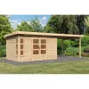 Abri De Jardin En Bois Massif 8,88m² Kastorf 7 Avec Appentis 320cm – Karibu