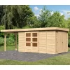 Abri De Jardin En Bois Massif 9,27m² Retola 6 Avec Armoire Intégrée Et Appentis 240cm – Karibu