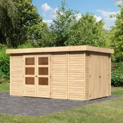 Abri De Jardin En Bois Massif 9,27m² Retola 6 Avec Armoire Intégrée – Karibu