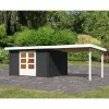 Abri De Jardin En Bois Massif Anthracite 10,60m² Bastrup 7 Avec Appentis 300cm – Karibu