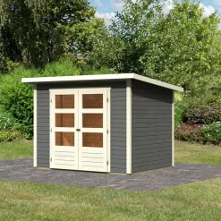 Abri De Jardin En Bois Massif Gris Terre 4,57m² Stockach 3 – Karibu