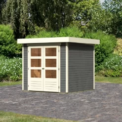 Abri De Jardin En Bois Massif Gris Terre 4,62m² Askola 2 – Karibu