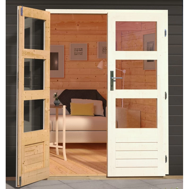 Abri De Jardin En Bois Massif Gris Terre 8,88m² Kandern 7 – Karibu – Image 5