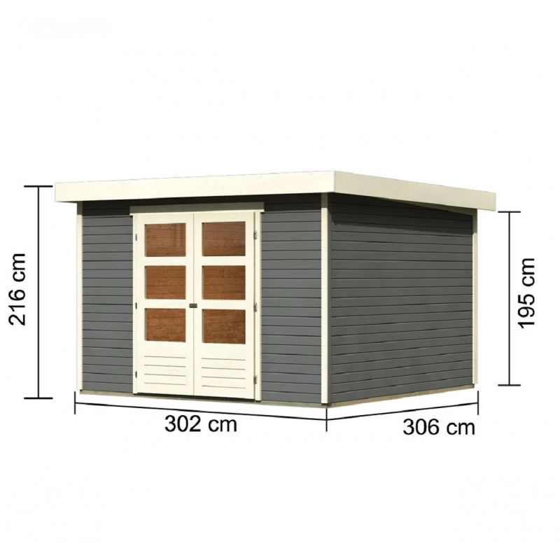 Abri De Jardin En Bois Massif Gris Terre 9,24m² Askola 6 - Karibu – Image 2