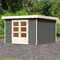 Abri De Jardin En Bois Massif Gris Terre 9,24m² Askola 6 - Karibu