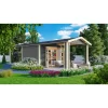 Abri De Jardin En Bois Massif Gris Terre 9,24m² Theres 7 Avec Deux Auvents – Karibu