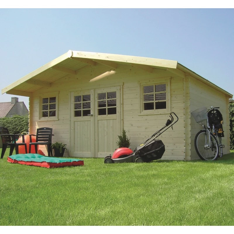 Abri De Jardin En Bois Traité Autoclave 28mm Montreux Avec Double Porte 25,81m² - SOLID