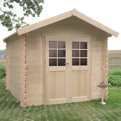 Abri De Jardin En Bois Traité Autoclave 28mm Nimes Porte Double 5,66m² SOLID