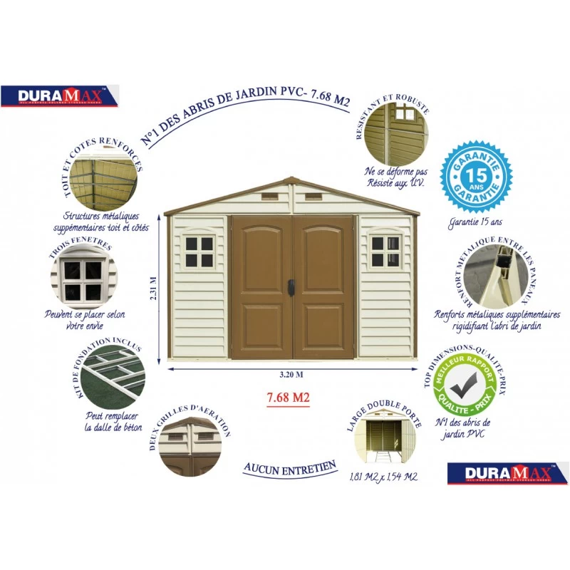 Abri De Jardin En PVC WoodStyle Premium 7,68m² Duramax – Image 3