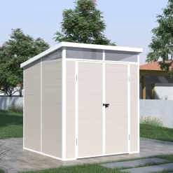 Abri De Jardin En Résine 3,24m² Beige Toit Monopente Skylight + Plancher - Jobu