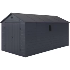 Abri De Jardin En Résine Anthracite 11m² + Kit De Fondation - JOBU