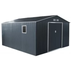 Abri De Jardin Métal 13m² PLUS Anthracite + Kit D'ancrage X-METAL