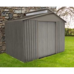 Abri De Jardin Métal Avec Puit De Lumière 5,44m² Imitation Bois Vieilli