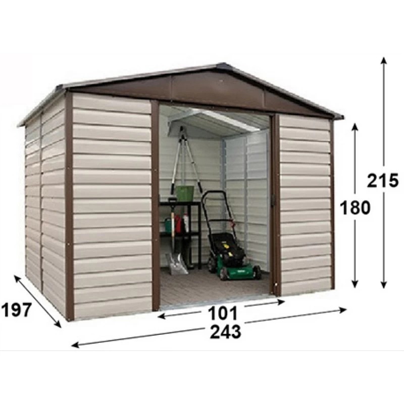 Abri De Jardin Métal Beige Et Marron 4,79m² + Kit D'ancrage Inclus - YARDMASTER – Image 4