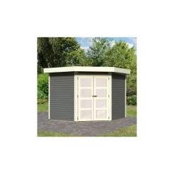 Abri De Jardin Toit Plat 5,95m² Bois Gris 19mm Goldendorf 5 - Karibu