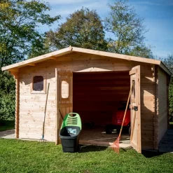 Abri De Jardin Avec Madriers Douglas 28mm DOMMAR 14,07m² + Couverture Onduline - HABRITA