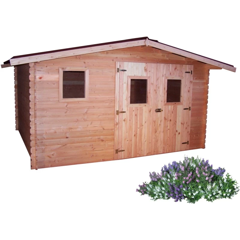 Abri En Bois 12,89m² DUBLIN En Madriers Douglas 28mm + Couverture Onduline - HABRITA – Image 2