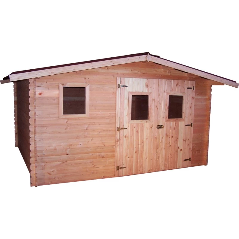 Abri En Bois 12,89m² DUBLIN En Madriers Douglas 28mm + Couverture Onduline - HABRITA – Image 3