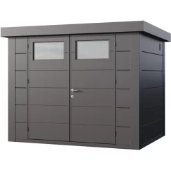 Abri En Acier Galvanisé Gris Anthracite 5,6m² Avec Double Porte Eleganto 2721 Telluria