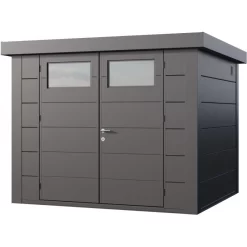 Abri En Acier Galvanisé Gris Anthracite 6,4m² Avec Double Porte Eleganto 2724 Telluria