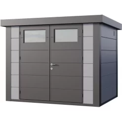 Abri En Acier Galvanisé Gris Clair 5,6m² Avec Double Porte Eleganto 2721 Telluria