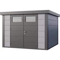 Abri En Acier Galvanisé Gris Clair 8,9m² Avec Double Porte Eleganto 3030 Telluria
