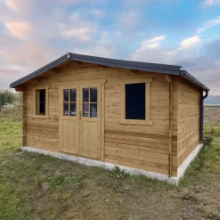 Abri En Bois Massif 19,8m² PLUS 28mm Traité Teinté Marron Gardy Shelter