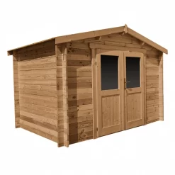 Abri En Bois Massif 6m² PRIMO 28mm Traité Teinté Marron Gardy Shelter