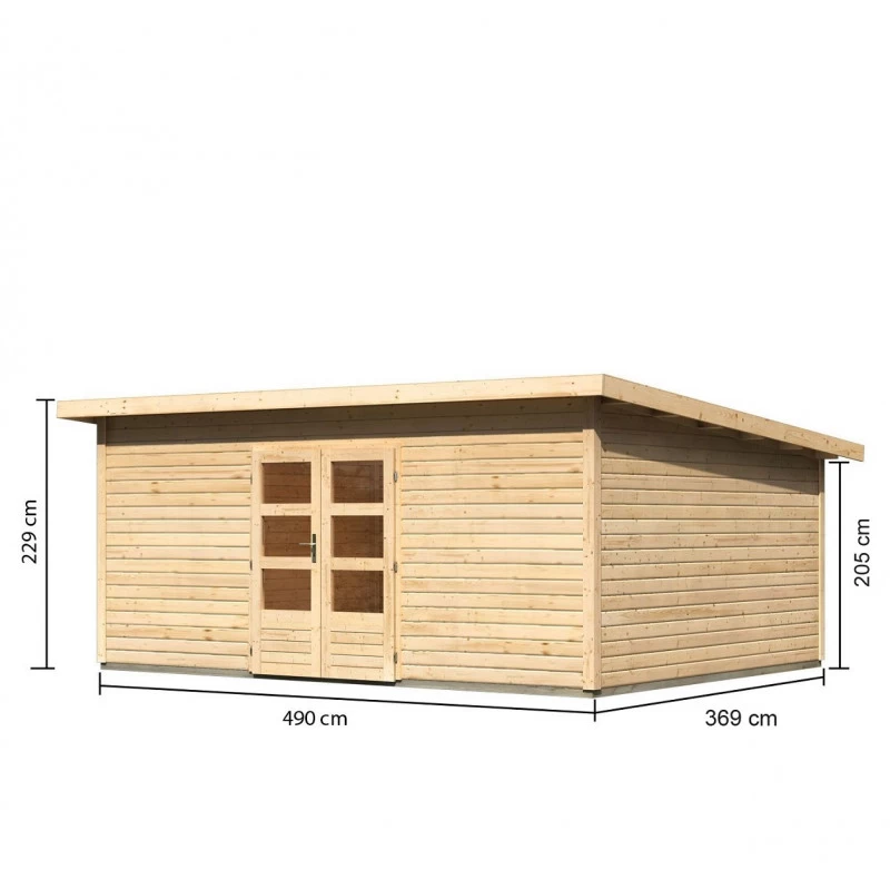 Abri Toit Plat 18,08m² Bois Massif 40mm Northeim 6 – Karibu – Image 2