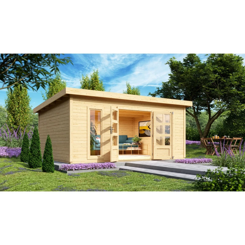 Abri Toit Plat 18,08m² Bois Massif 40mm Northeim 6 – Karibu – Image 4