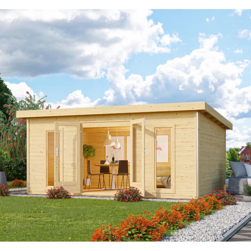 Abri Toit Plat 18,08m² Bois Massif 40mm Radeburg 4 – Karibu – Image 2